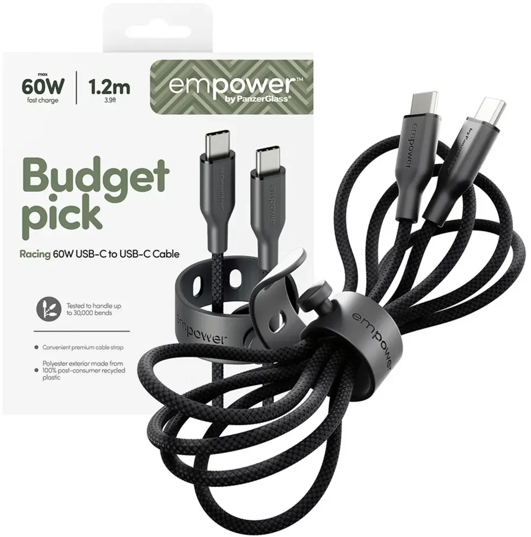 PanzerGlass Empower by Racing USB-C naar USB-C Kabel EM92155 - 60W - 1,2m - Space Black - afbeelding 5 van 6