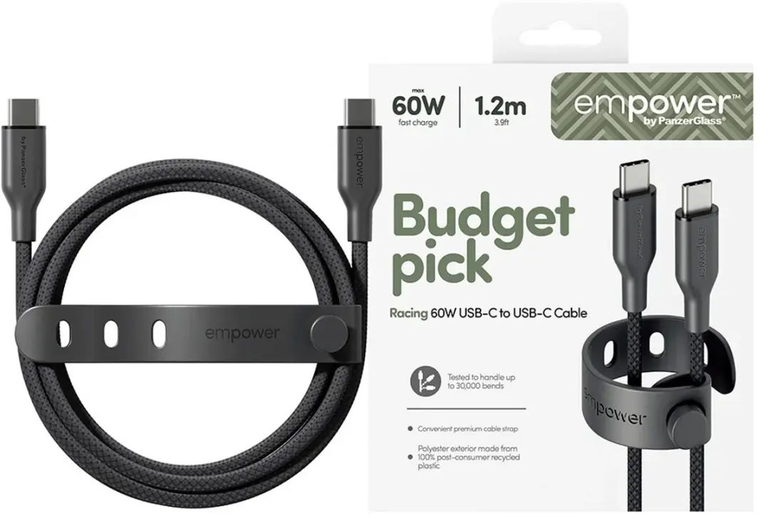 PanzerGlass Empower by Racing USB-C naar USB-C Kabel EM92155 - 60W - 1,2m - Space Black - afbeelding 3 van 6