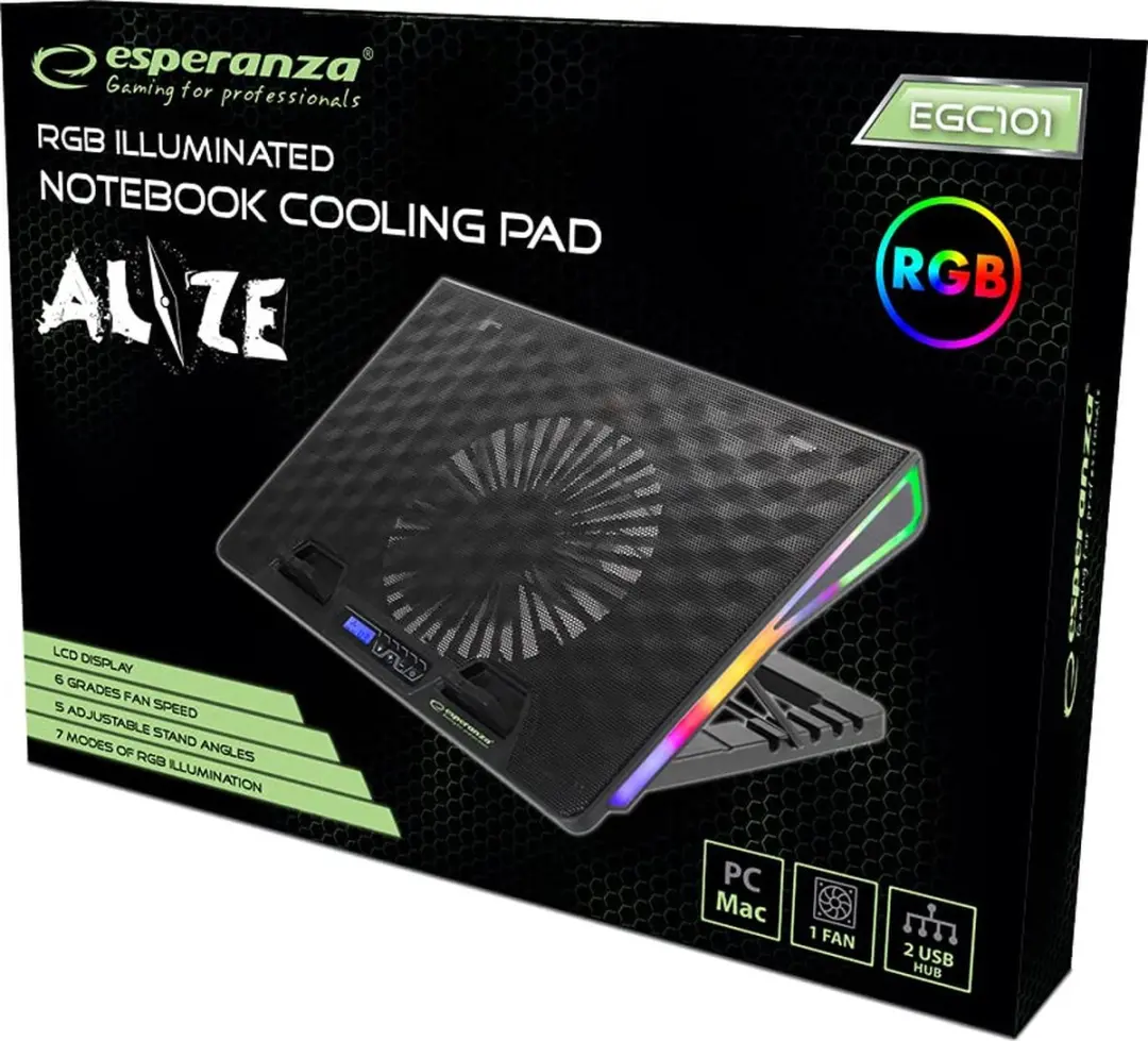 Esperanza Alize Laptop Koelpad EGC101 - USB, LED, RGB - afbeelding 5 van 6