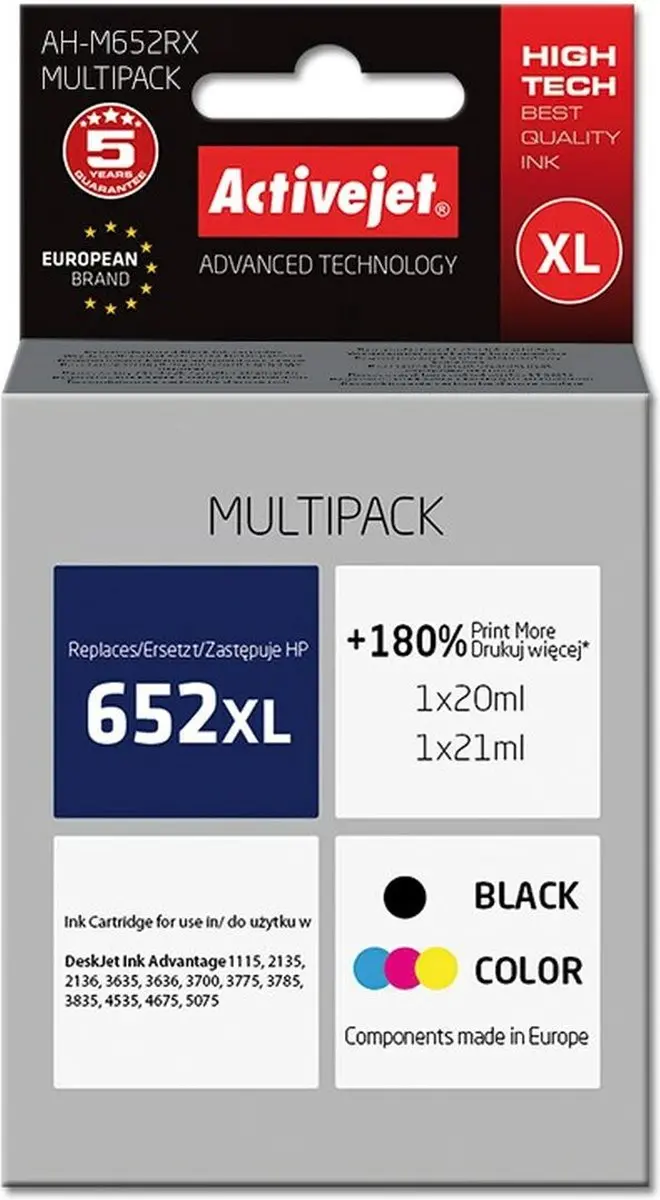 ActiveJet AH-M652RX Inktcartridge XL - BK/C/M/Y - afbeelding 3 van 3