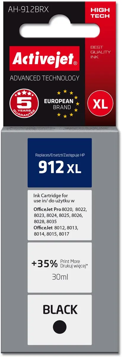 Activejet AH-912BRX inkt voor HP printers, Vervanging HP 912XL 3YL84AE; Premium;