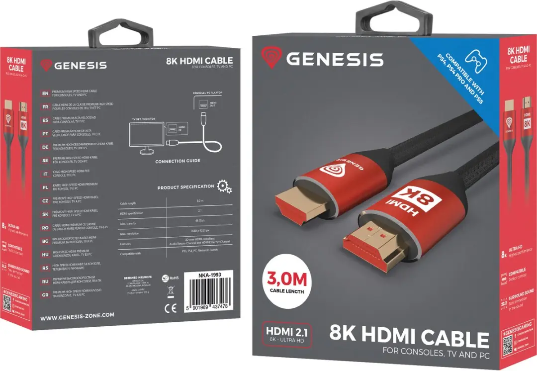 Genesis NKA-1993 HDMI Kabel - 3m - Zwart - afbeelding 2 van 6