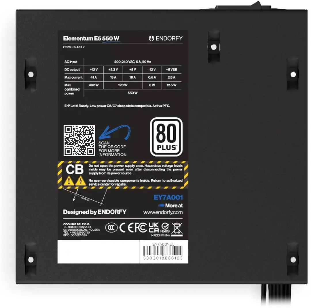 ENDORFY Elementum E5 EY7A002 PC-voeding 450W - Zwart - afbeelding 3 van 6