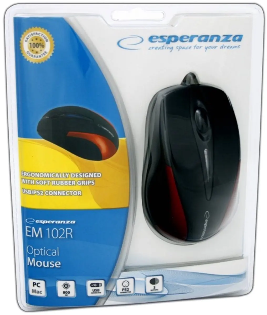 Esperanza EM102R Bedrade Optische Muis - Zwart/Rood - afbeelding 2 van 6