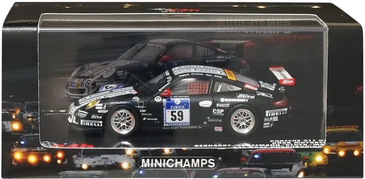 Porsche 911 GT3 R #59 24h Nürburgring 2011 - 1:43 Minichamps - Zwart