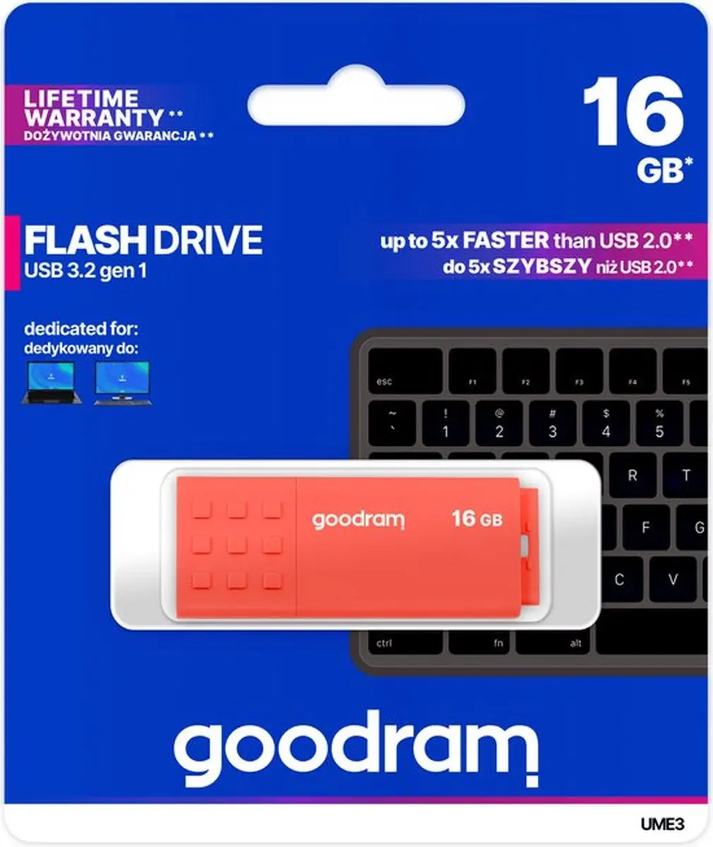 Goodram UME3 UME3-0160O0R11 USB-stick 16GB - Oranje - afbeelding 4 van 6