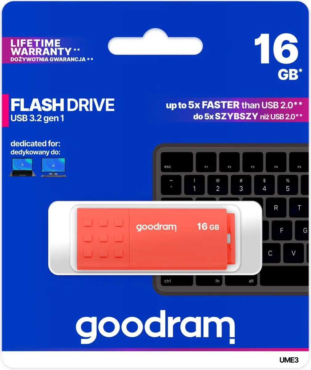 Goodram UME3 UME3-0160O0R11 USB-stick 16GB - Oranje - afbeelding 5 van 6