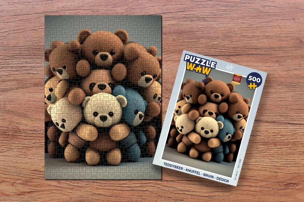 PuzzleWow Teddybeer Knuffel Puzzel 500 Stuks - Multicolor