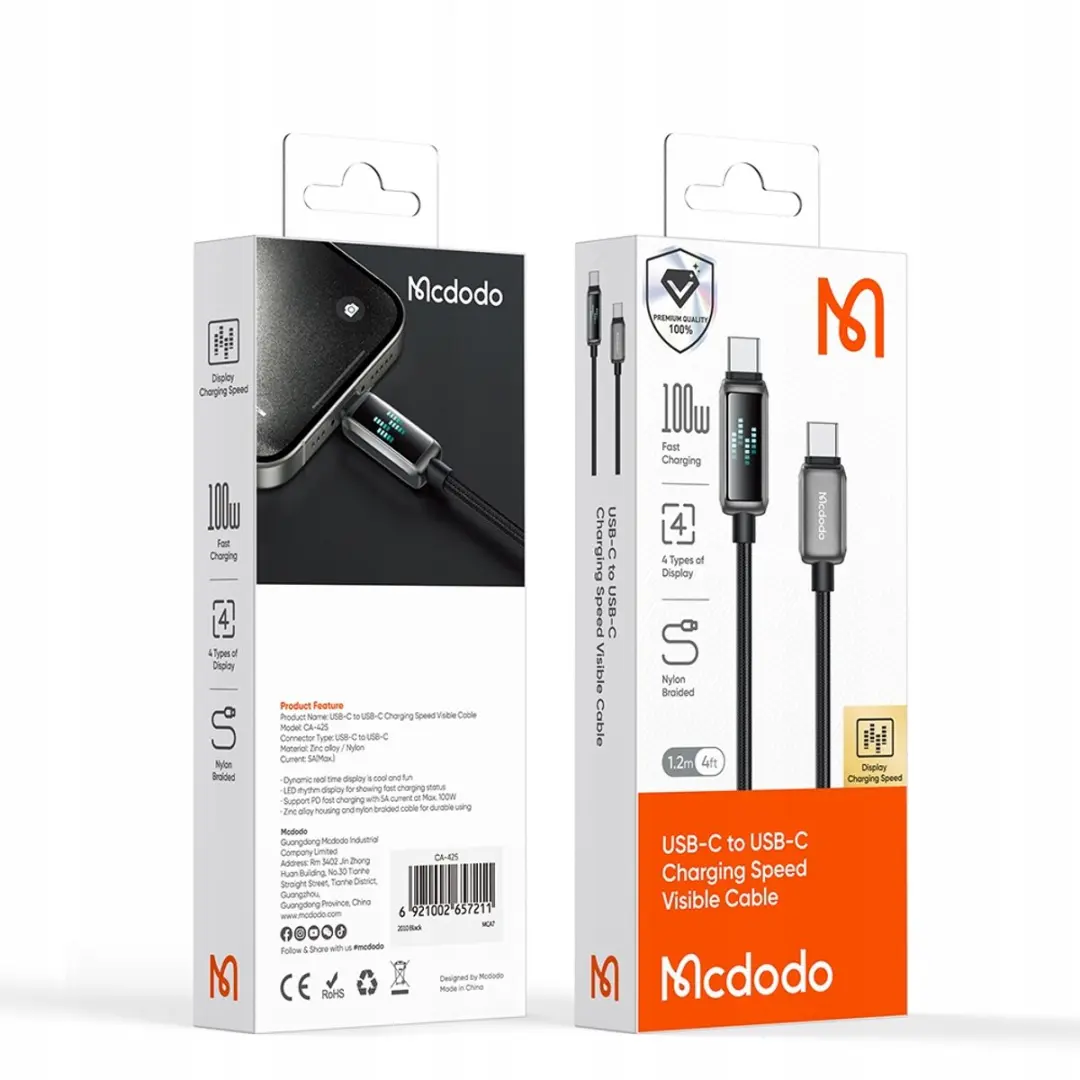 McDodo USB-C Oplaadkabel CA-4250 - 100W - afbeelding 3 van 6