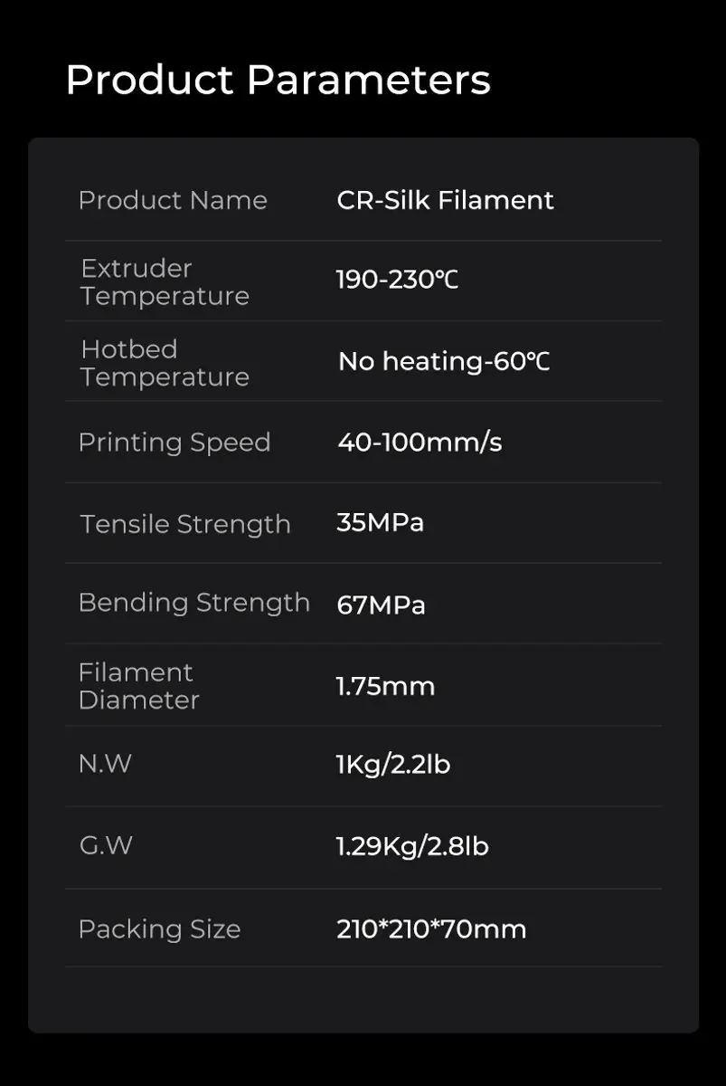 Creality CR-PLA Silk Filament 1.75mm - 1kg - Goud - afbeelding 4 van 6