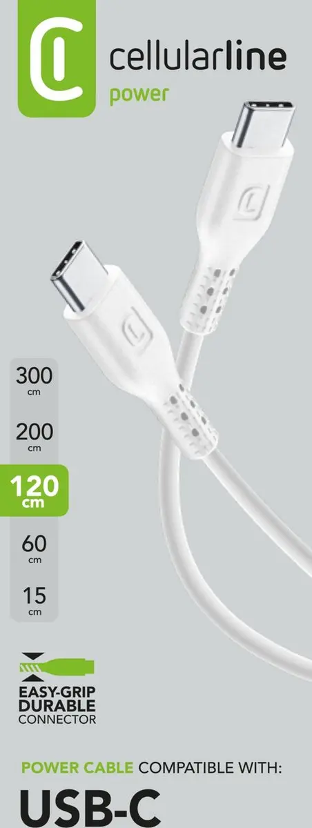 Cellularline USBDATACUSBC-CW USB-C Kabel 1.20m - Wit - afbeelding 6 van 6
