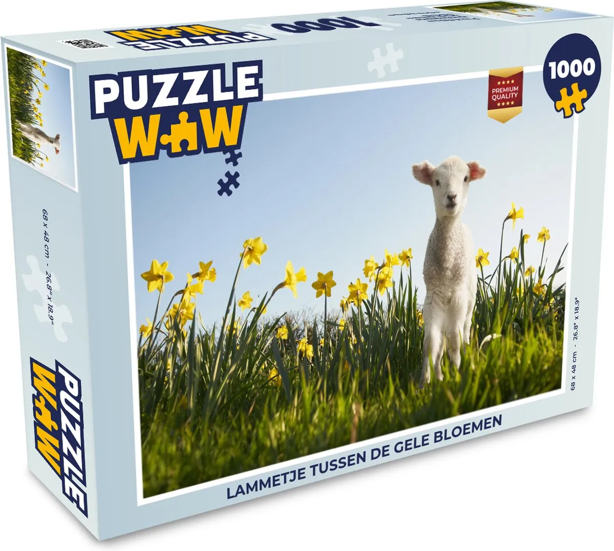 PuzzleWow Legpuzzel Lammetje tussen de gele bloemen 1000 Stuks