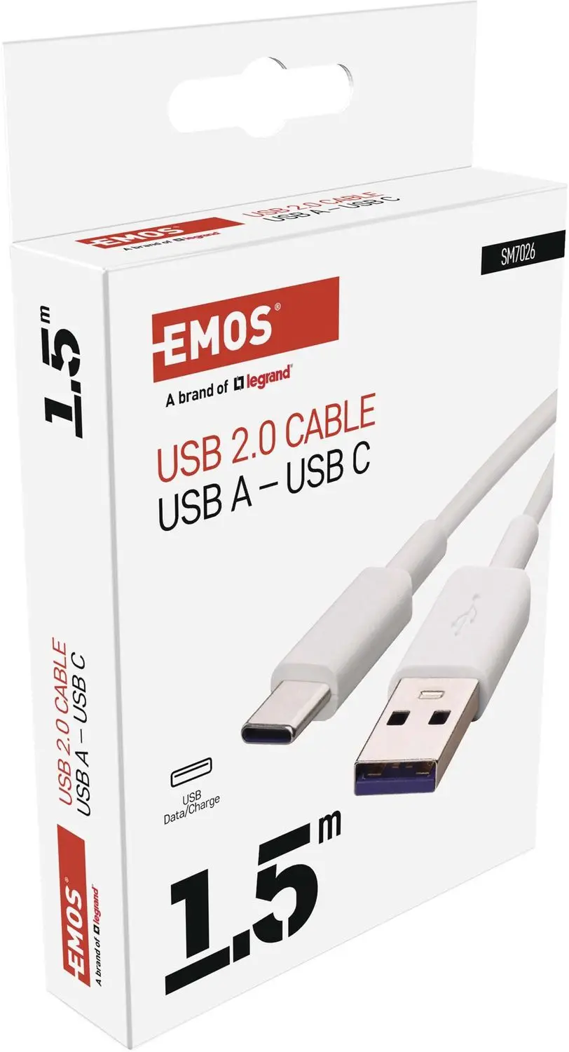 Emos USB-A naar USB-C kabel SM7026 - 1,5m - Wit - afbeelding 6 van 6
