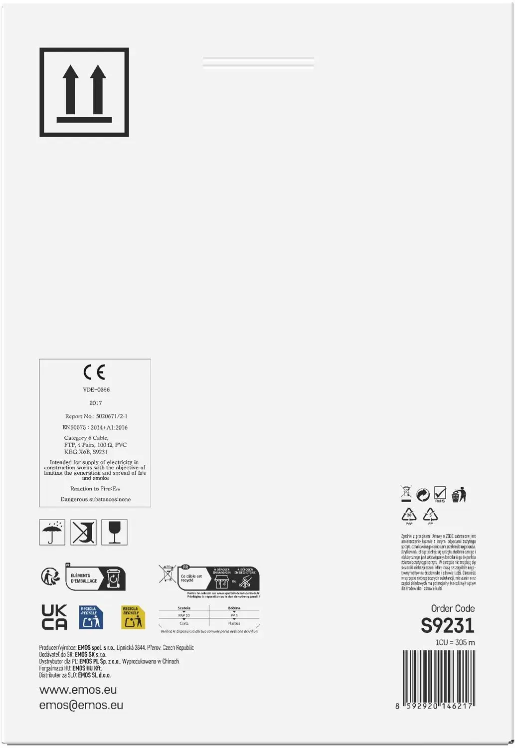 Emos S9231 FTP CAT 6 netwerkkabel - 305m - afbeelding 3 van 6