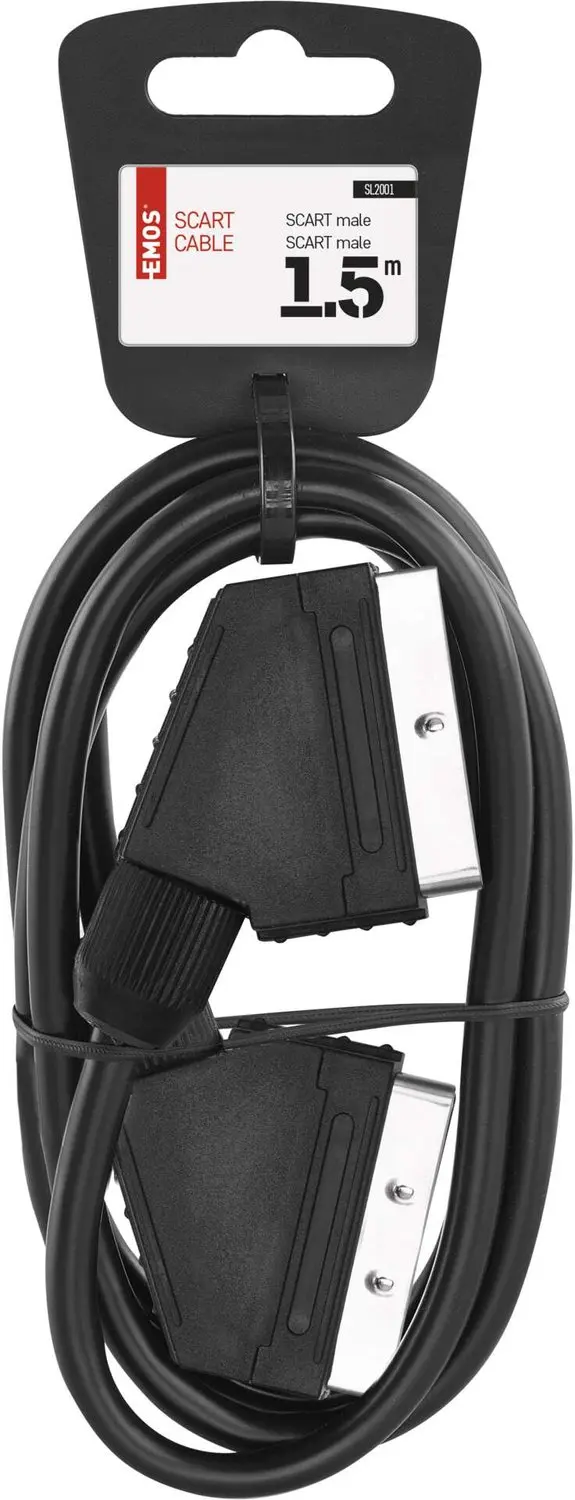 Emos Scartkabel - SCART (m) naar SCART (m) - AV Kabel - 1.5m - Zwart - afbeelding 3 van 5