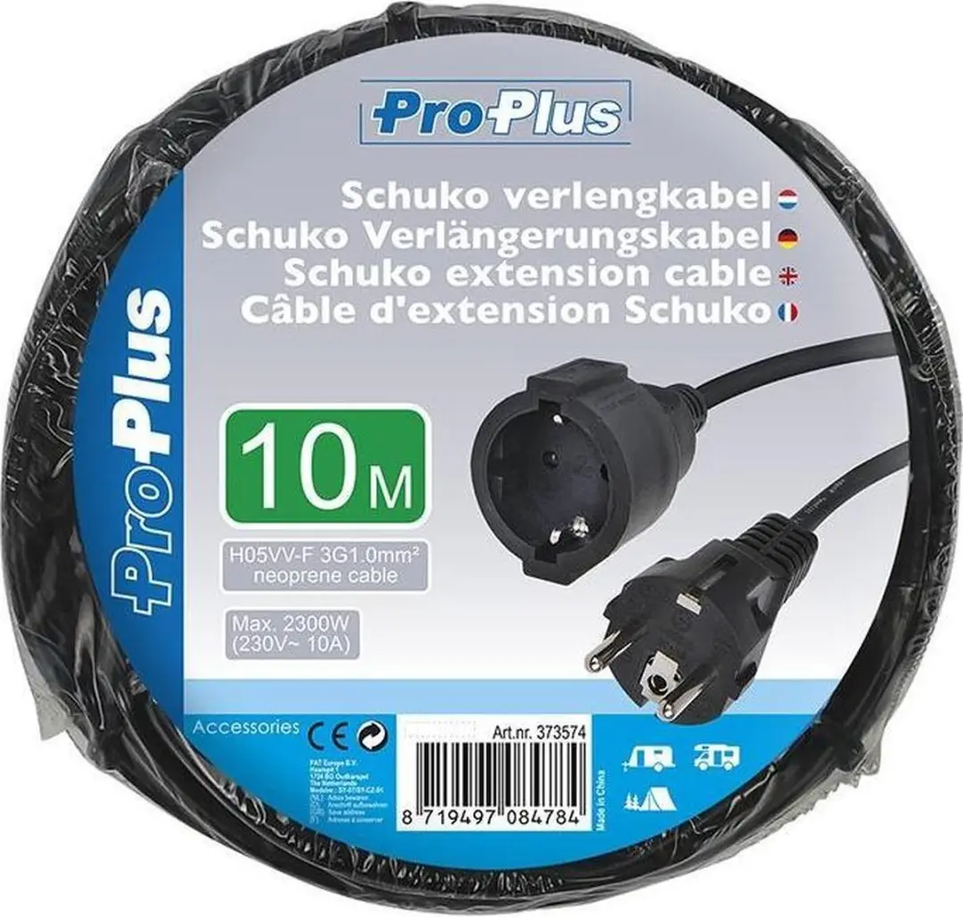 ProPlus Verlengkabel Schuko 10m 3x1,0mm² - Zwart - afbeelding 3 van 5
