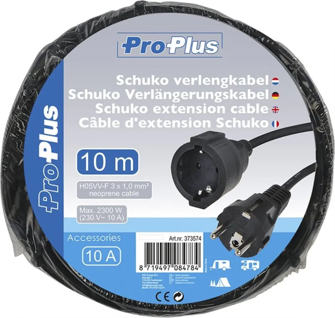 ProPlus Verlengkabel Schuko 10m 3x1,0mm² - Zwart - afbeelding 2 van 5