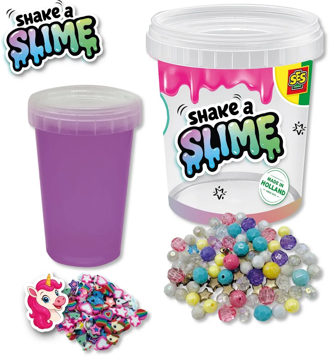 SES Creative Shake a Slime Unicorn Dream - Paars - 3 Stuks