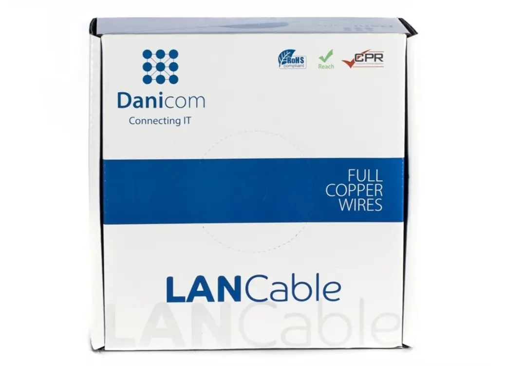 Danicom DC-UTP6A-100-FCA CAT6A Netwerkkabel 100m - Grijs - afbeelding 2 van 4