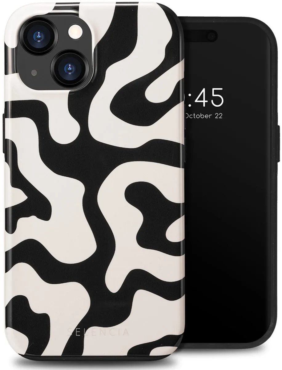 Selencia Hoesje iPhone 15 Art Wave Black