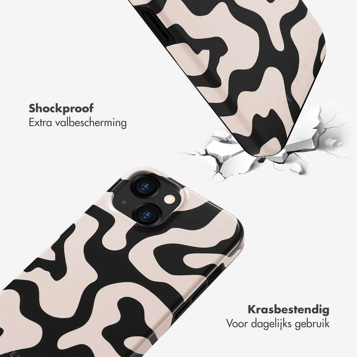 Selencia Hoesje iPhone 15 Art Wave Black