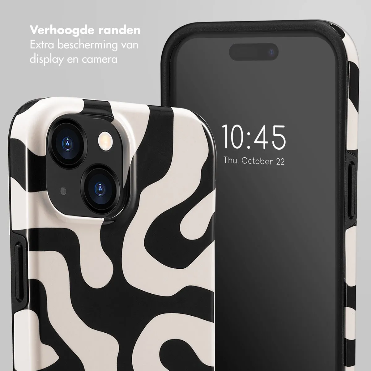 Selencia Hoesje iPhone 15 Art Wave Black