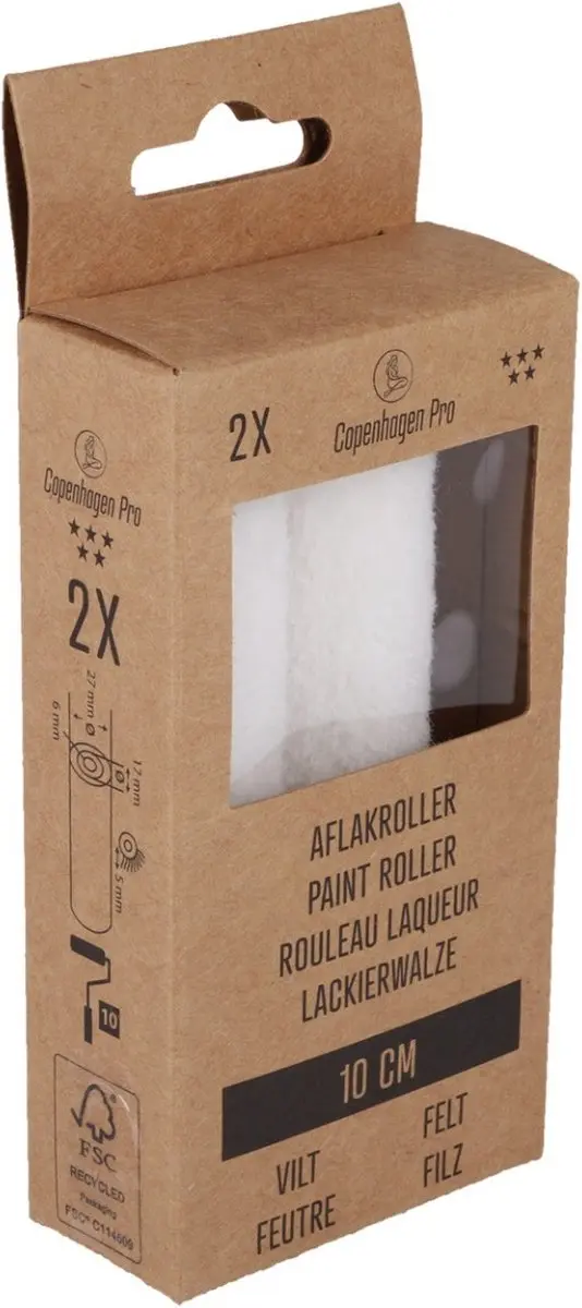 Copenhagen Pro vilt aflakroller 5 mm - 10 cm - Wit (2 stuks) - afbeelding 3 van 4