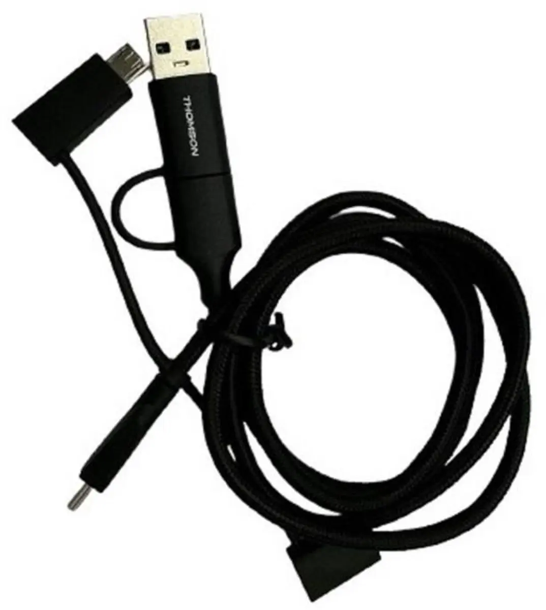 THOMSON 5-in-1 universele versterkte laad- en datatransferkabel USB-A/USB-C naar