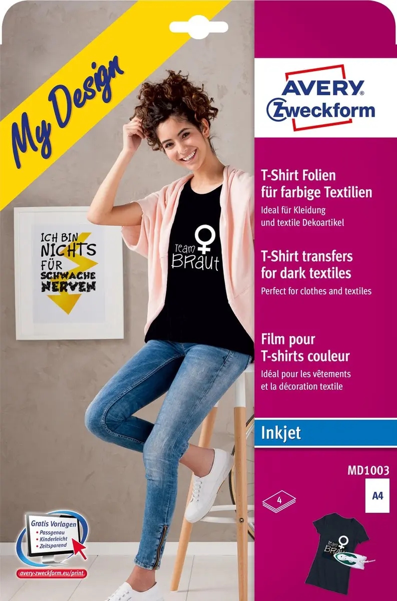 Avery Zweckform MD1003 Inkjet-textielfolie A4