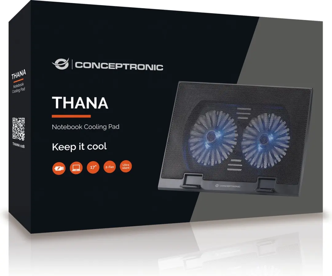 Conceptronic THANA02B Cooling-pad voor laptop - Zwart - afbeelding 3 van 6