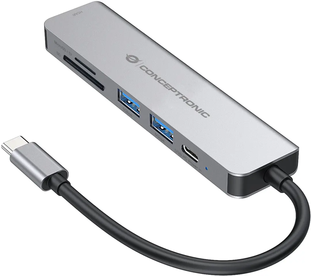 Conceptronic DONN02G USB-C Docking Station - Grijs - afbeelding 5 van 6