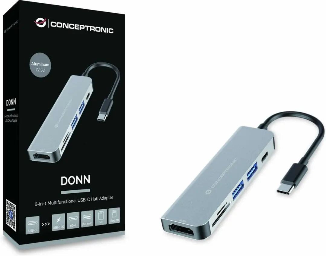 Conceptronic DONN02G USB-C Docking Station - Grijs - afbeelding 2 van 6