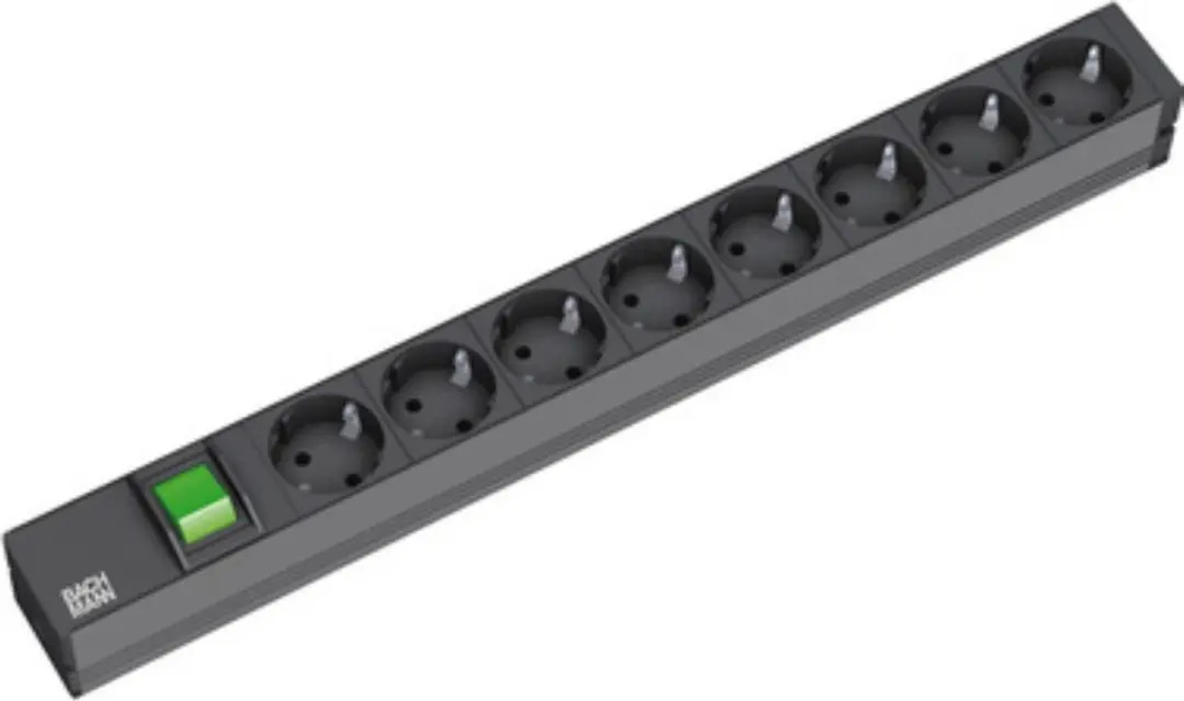 Bachmann 19" 1U Stekkerdoos 8x CEE 7/3 met Schakelaar - afbeelding 3 van 3