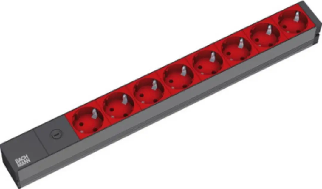 Bachmann 333.410 19 inch Stekkerdoos 1 HE - Rood - afbeelding 3 van 4
