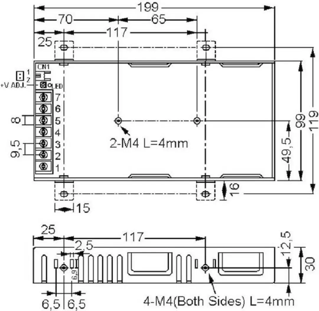 Mean Well RSP-150-7.5 Schakelnetvoedingsmodule - 150W 20A - afbeelding 2 van 2