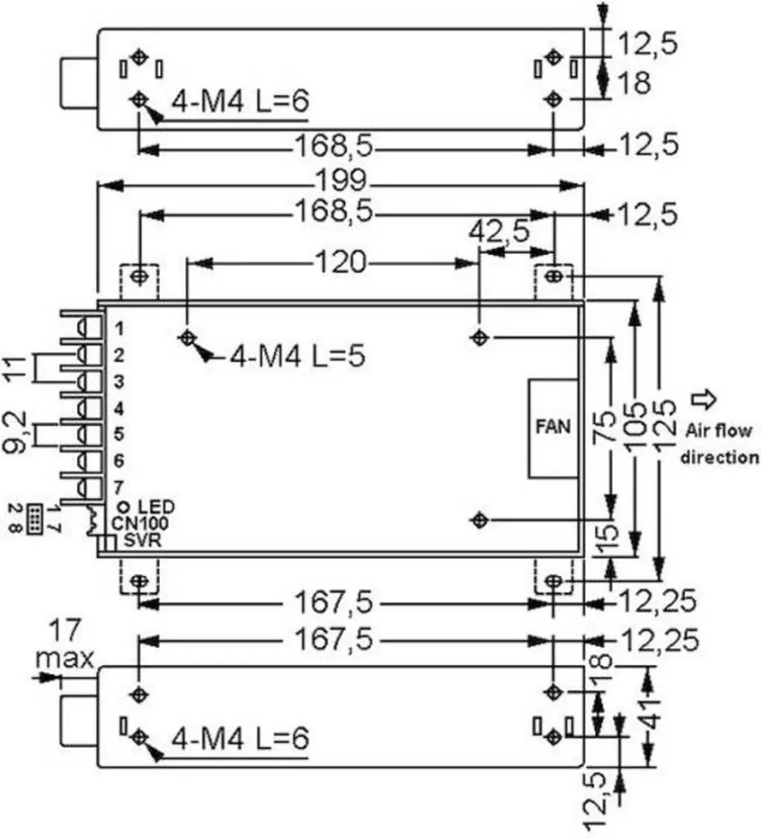 Mean Well HRP-300-24 Schakelnetvoedingsmodule 24V 336W - afbeelding 2 van 3