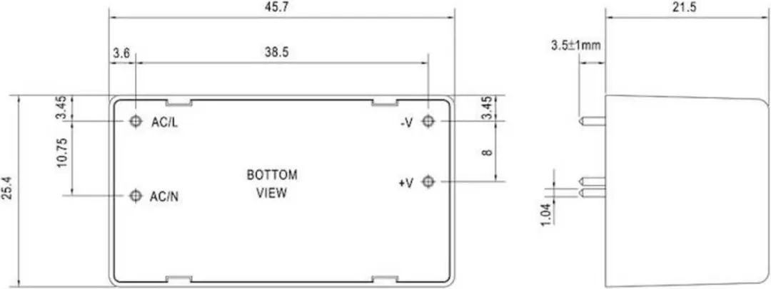 Mean Well IRM-10-5 AC/DC Printvoeding - 5V 2A 10W - afbeelding 2 van 4