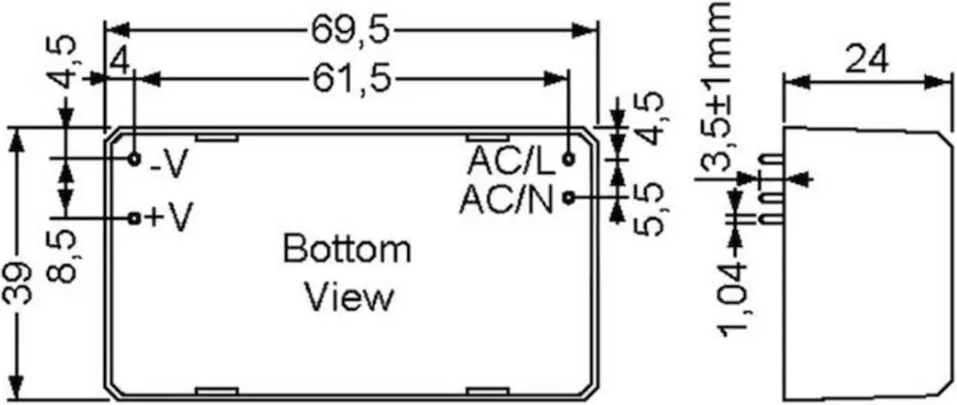 Mean Well IRM-30-24 AC/DC Printvoeding - 24V 31.2W - afbeelding 3 van 5