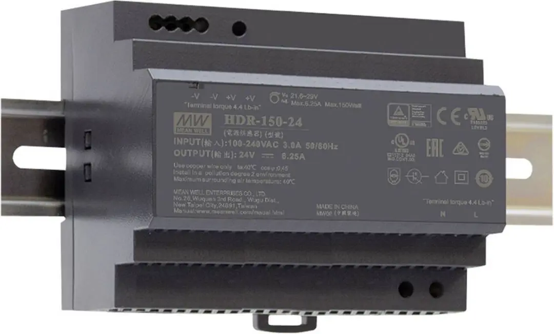Mean Well HDR-150-12 DIN-rail voeding 12V - 135,6W - afbeelding 4 van 4