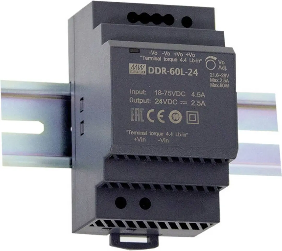 Mean Well DDR-60G-24 DIN-rail DC/DC-converter - 60W - afbeelding 3 van 3