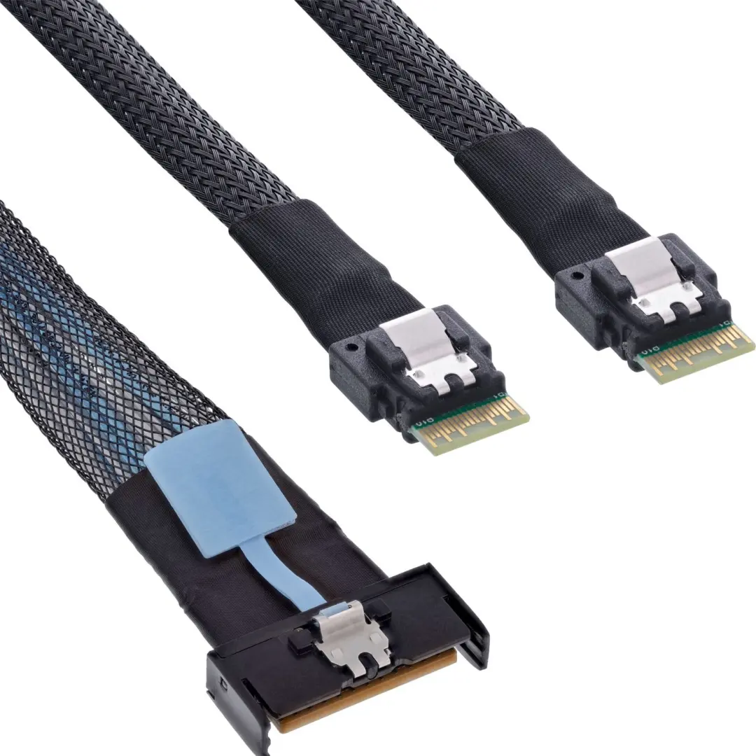 InLine MCIO x8 naar 2x SFF-8654 4i kabel 0,75m - afbeelding 3 van 3