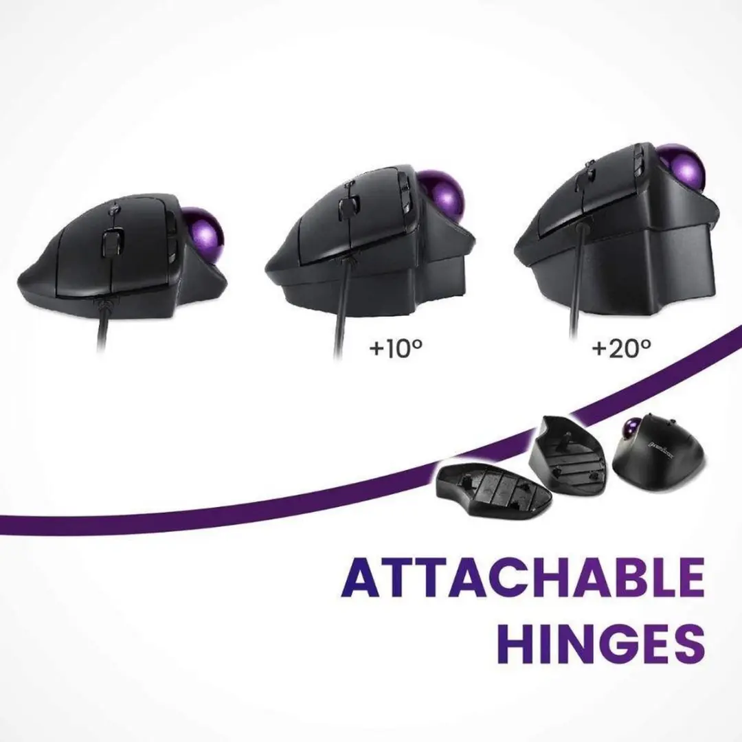 Perixx PERIMICE-520 Ergonomische Trackball Muis - Zwart - afbeelding 5 van 6