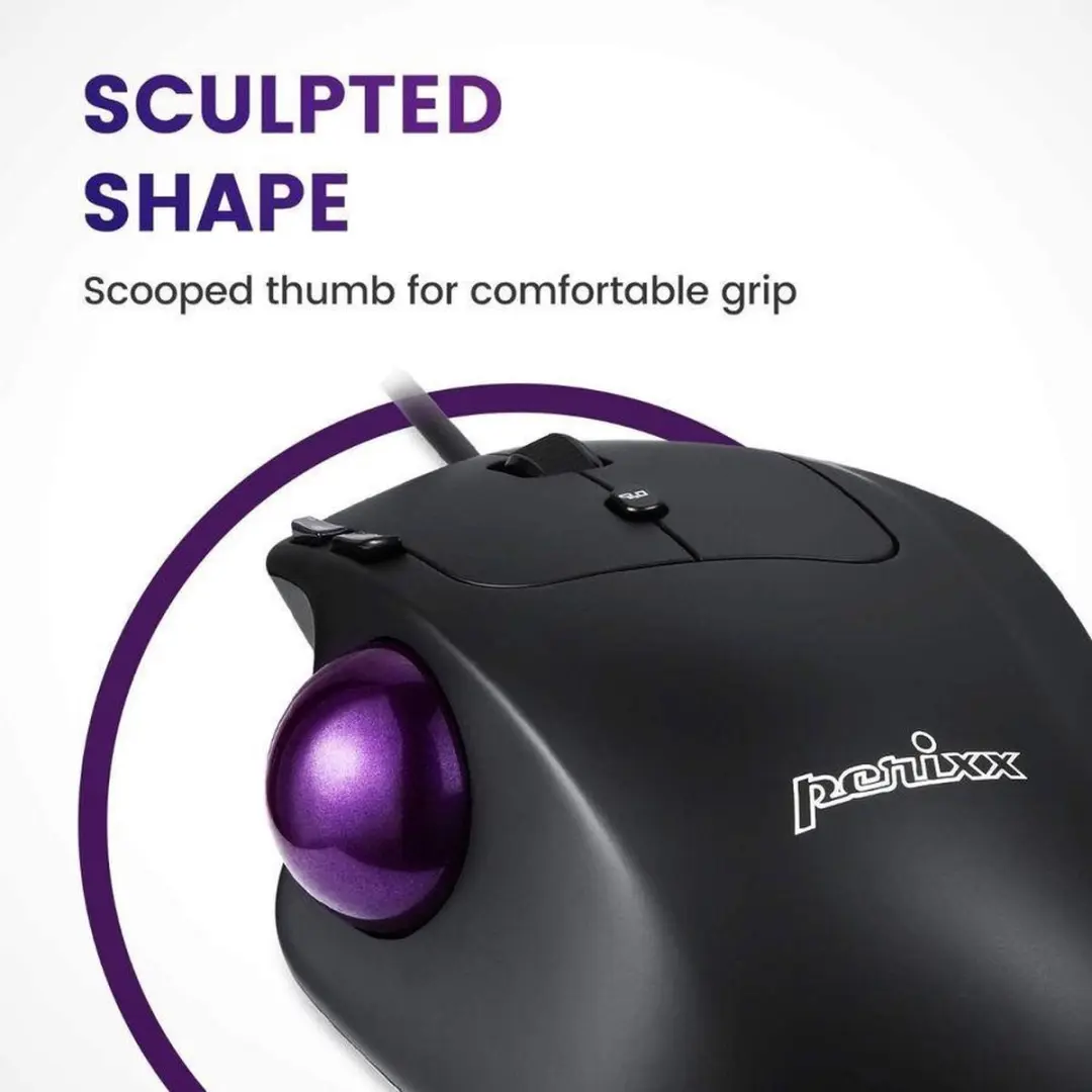 Perixx PERIMICE-520 Ergonomische Trackball Muis - Zwart - afbeelding 4 van 6
