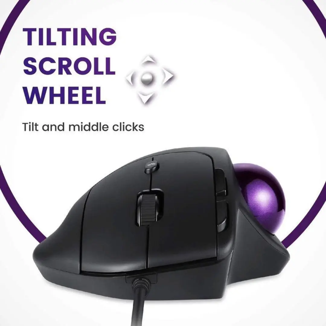 Perixx PERIMICE-520 Ergonomische Trackball Muis - Zwart - afbeelding 3 van 6