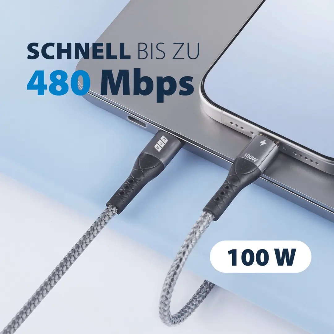 EFB Elektronik USB-CC-00003 USB-C-kabel 100W 2m - Grijs - afbeelding 4 van 6