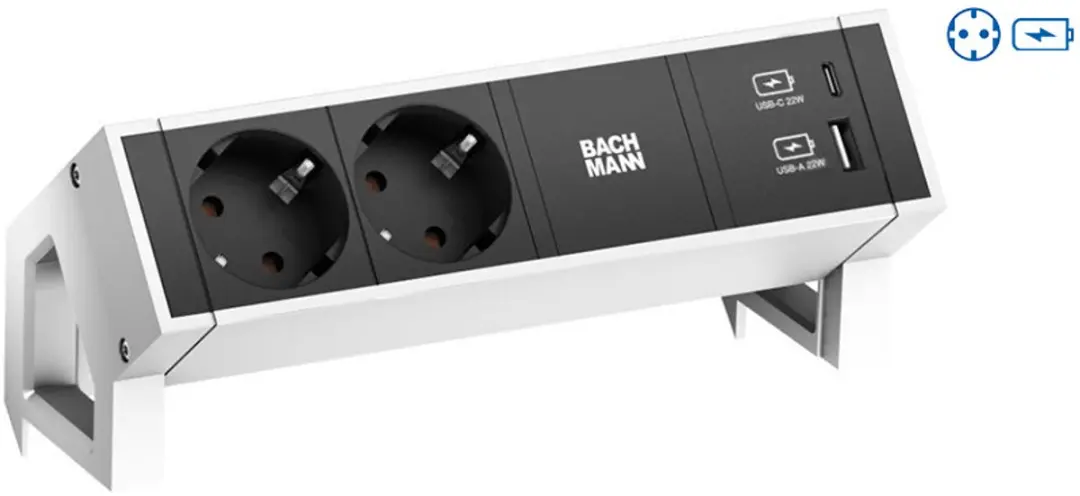 Bachmann DESK2 902.932 Stekkerdoos 2x CEE 7/3 USB A&C 22W - afbeelding 2 van 2