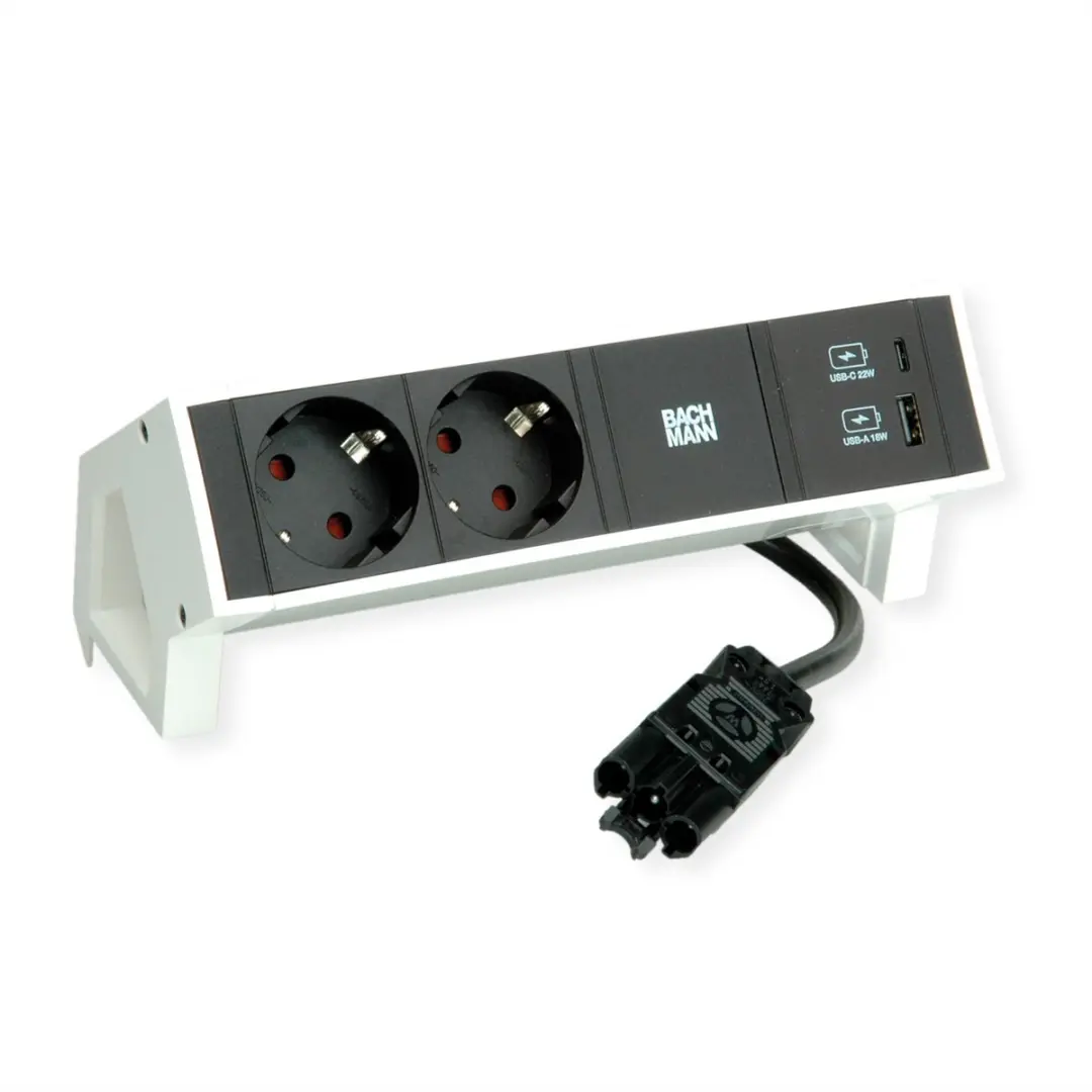 Bachmann DESK2 902.932 Stekkerdoos 2x CEE 7/3 USB A&C 22W