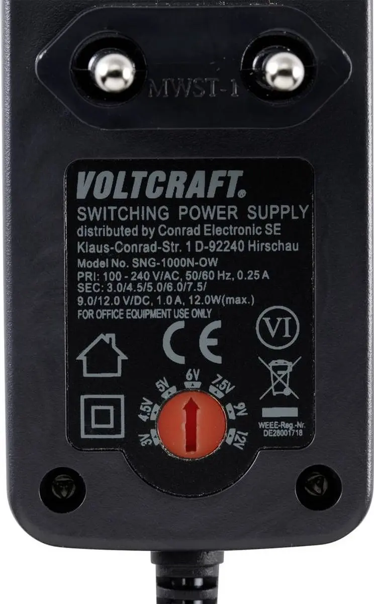 Voltcraft SNG-1000N-OW Stekkernetvoeding 12W - 1A - afbeelding 3 van 5