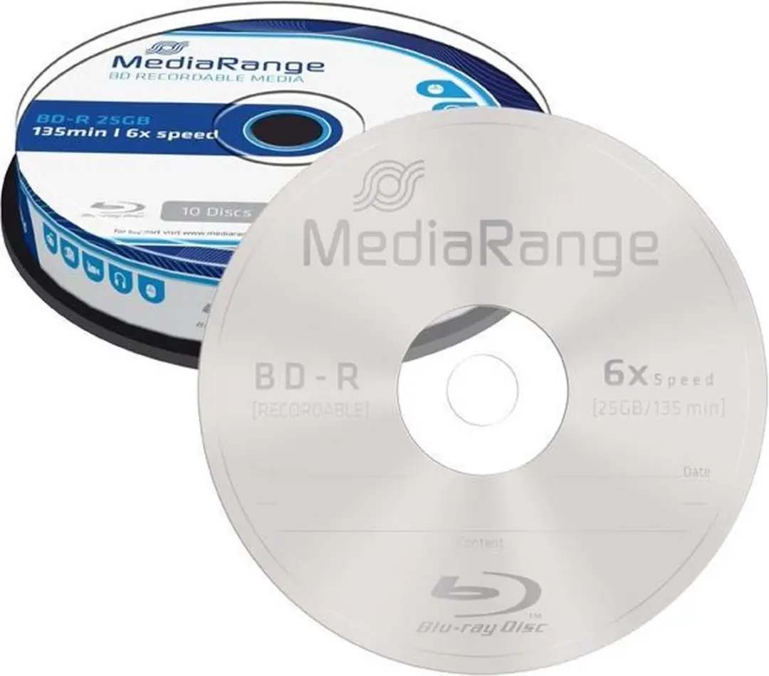 MediaRange MR499 BD-R Blu-ray Discs - 25GB - 10 stuks - afbeelding 2 van 3