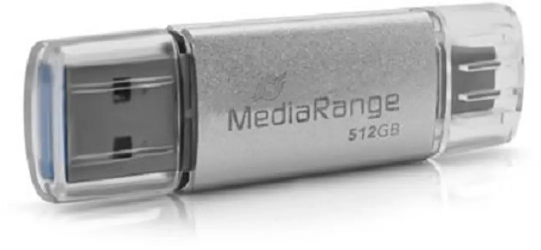 MediaRange MR940-1 USB-stick 512GB USB-A/USB-C - Zilver - afbeelding 2 van 4